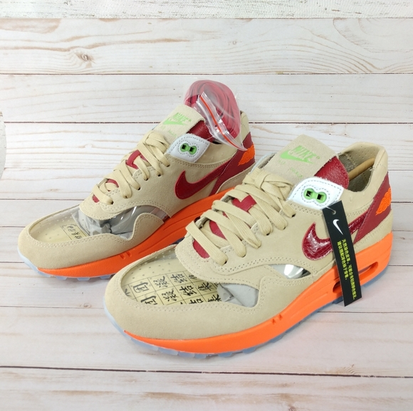 Nike Air Max 1 x CLOT Kiss Of Death Red Orange Blaze Sneakers - Picture 4 of 15